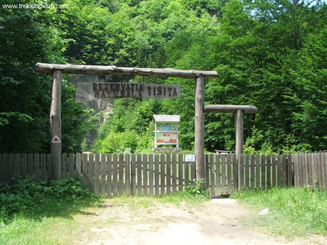 Poarta de intrare in rezervatie Parcul natural rezervatia Cheile Tisitiei